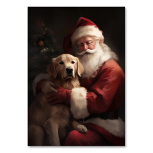 Numeração De Mesa Ouro Retriever com Natal Clause