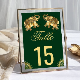 Numeração De Mesa Ouro Verde Elefantes Étnicos Casamento Indiano