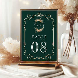 Numeração De Mesa Outono Flor Silvestre Crista Verde Esmeralda Casam