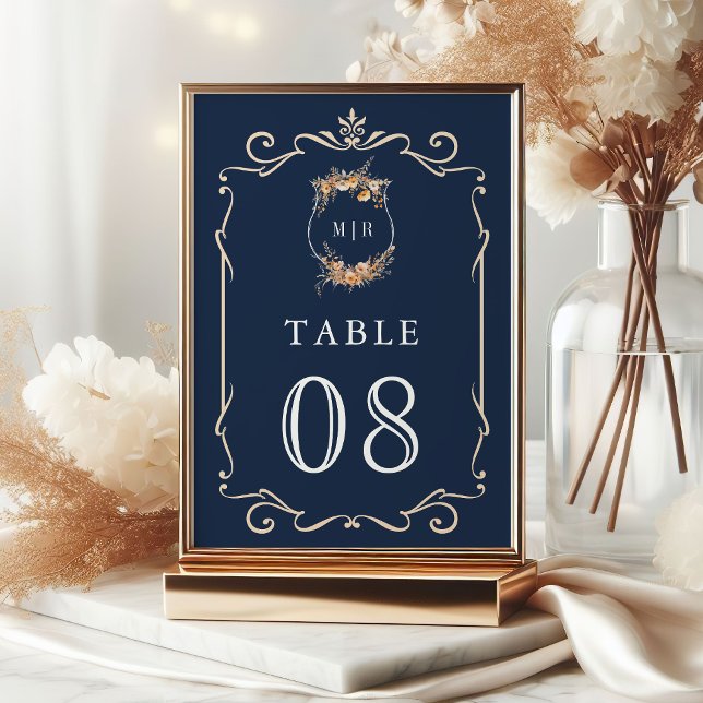 Numeração De Mesa Outono Flor Silvestre Selvagem Crista Azul-Marinho (Criador carregado)