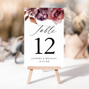 Numeração De Mesa Outono Rústico Casamento Floral Marsala