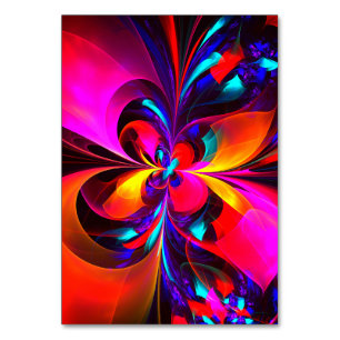 Numeração De Mesa Padrão Azul Vermelho Abstrato Floral Moderno #07