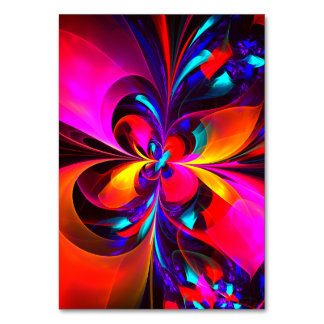 Numeração De Mesa Padrão Azul Vermelho Abstrato Floral Moderno #07