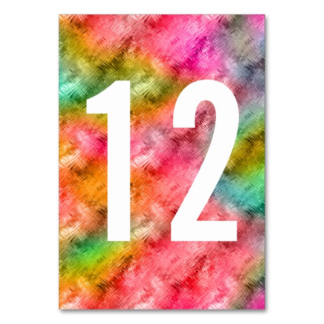 Numeração De Mesa Padrão Colorido de Vidro Cristal (Frente)