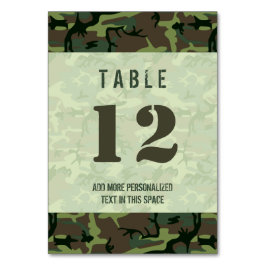 Numeração De Mesa Padrão de Camo Castanho Verde de Camouflage Person
