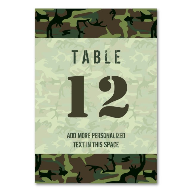 Numeração De Mesa Padrão de Camo Castanho Verde de Camouflage Person (Frente)