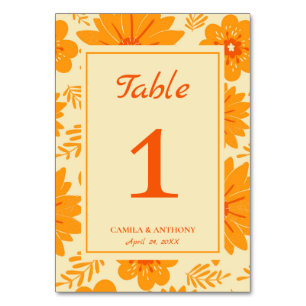 Numeração De Mesa Padrão de Flor Laranja do Meio século de Imagem Re