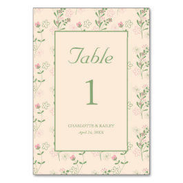 Numeração De Mesa Padrão de Flor Verde Rosa Y2K 70s Rosa Verde