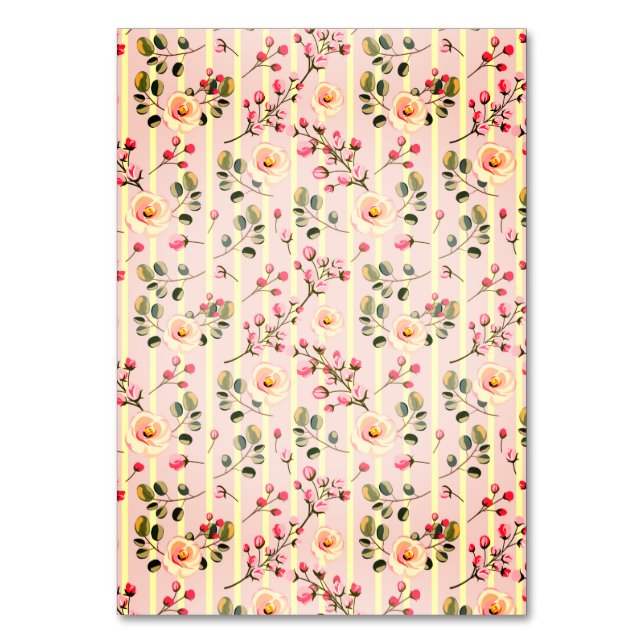 Numeração De Mesa Padrão de Listra Floral Rosa Suave (Frente)