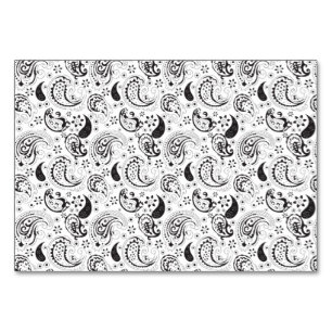 Numeração De Mesa Padrão de Paisley Preto e Branco - Arte Têxtil Ele