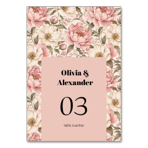 Numeração De Mesa Padrão de Peônias Floridas Vintage