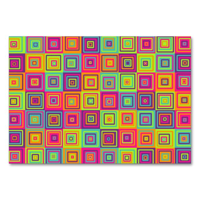 Numeração De Mesa Padrão de Quadrados Geométricos Coloridos (Frente)