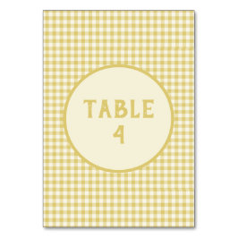 Numeração De Mesa Padrão de Quadro de Verificação Amarelo Vintage Pe