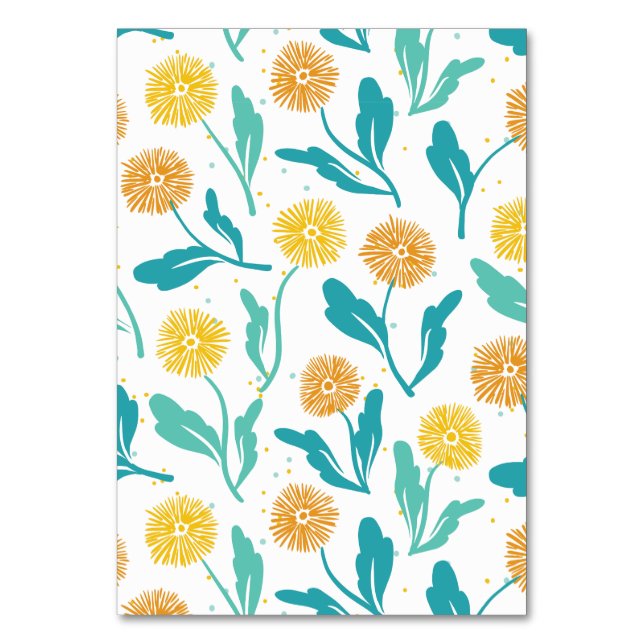 Numeração De Mesa Padrão Floral de Dandelion Amarelo - Inspirado na  (Frente)