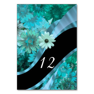 Numeração De Mesa padrão floral do aqua de chá bonito