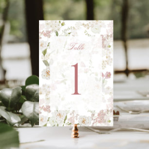 Numeração De Mesa Padrão Floral Romântico Blush Duplo Lado