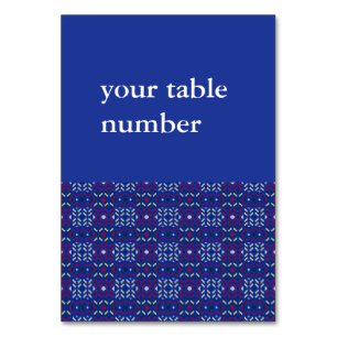 Numeração De Mesa Padrão Geométrico Tradicional de Pixel em Azul Pro