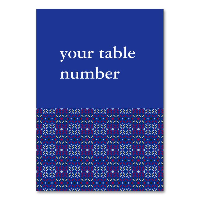 Numeração De Mesa Padrão Geométrico Tradicional de Pixel em Azul Pro (Frente)