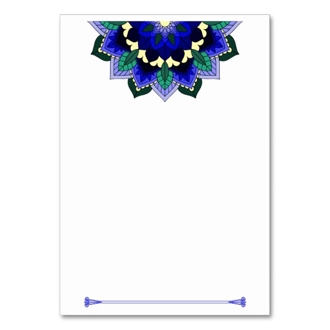 Numeração De Mesa Padrão Mandala 02 em azul escuro (Frente)