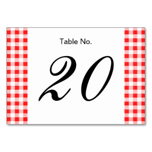 Numeração De Mesa Padrão Red White Gingham