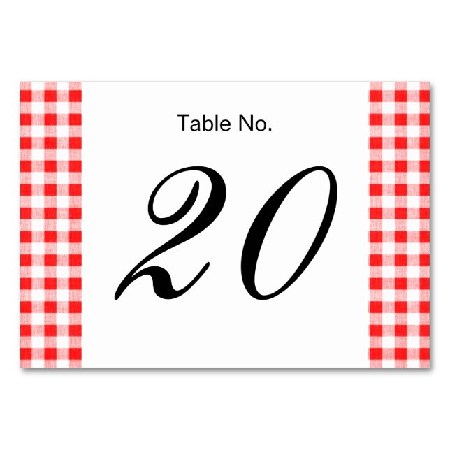 Numeração De Mesa Padrão Red White Gingham (Frente)