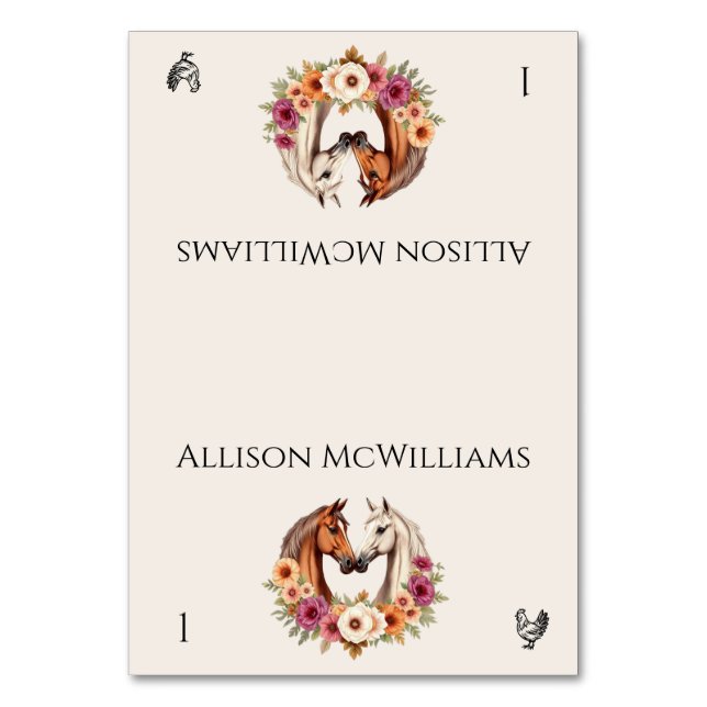 Numeração De Mesa País Cavalos Ocidentais - Ícone Aves de Capoeira (Frente)