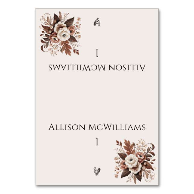 Numeração De Mesa País Elegante Moderno Ocidental - Aves De Capoeira (Frente)