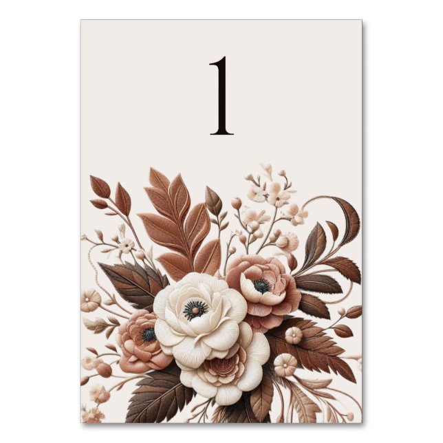Numeração De Mesa País Elegante Moderno Ocidental- Floral (Frente)