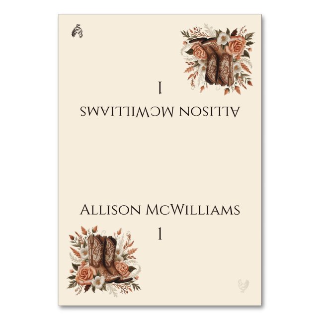 Numeração De Mesa País Elegante Moderno Ocidental - Flores-Aves (Frente)