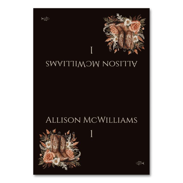 Numeração De Mesa País Elegante Moderno Ocidental - Flores - Peixes (Frente)