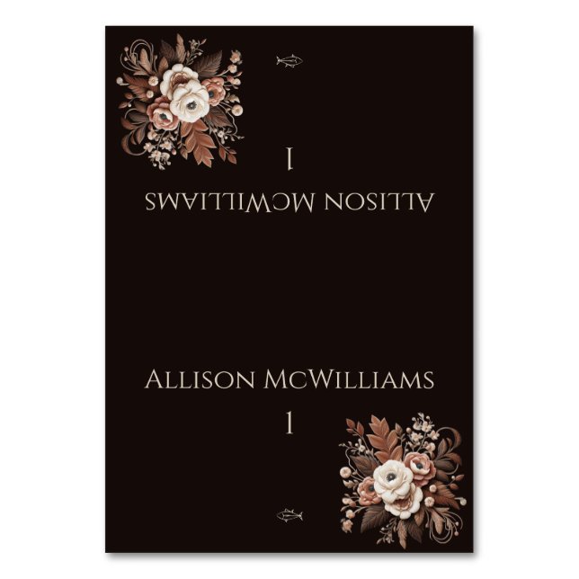 Numeração De Mesa País Elegante Moderno Ocidental - Peixe Floral (Frente)