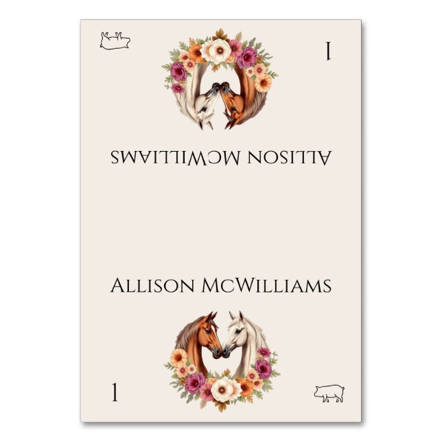 Numeração De Mesa País Ocidental Porco de Cavalos (Frente)