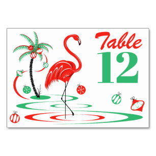 Numeração De Mesa Paisagem de mesa Flamingo de Natal Vermelho