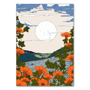 Numeração De Mesa Paisagem de Prados de Flores Selvagens