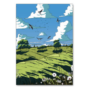 Numeração De Mesa Paisagem De Vintage Japonesa À Noite