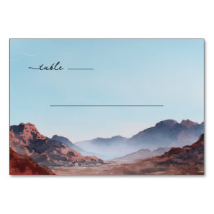 Numeração De Mesa Paisagem Montanhosa em Aquarela Azul Sereno