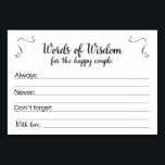 Numeração De Mesa Palavras de Conselhos de Casamento de Sabedoria<br><div class="desc">Esses cartões de conselho de recém-casados queridos serão o complemento perfeito para a sua recepção de casamento ou chá de noivas/casais. Este design apresenta uma combinação de fontes pretas e sotaques de cinza de aço. O cartão tem espaço disponível para os hóspedes deixarem seus conselhos em relação a coisas como...</div>
