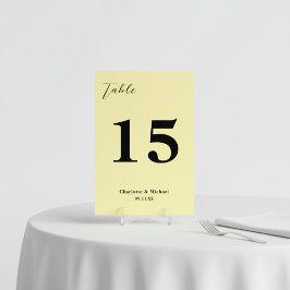 Numeração De Mesa Pale Yellow Minimalist Wedding