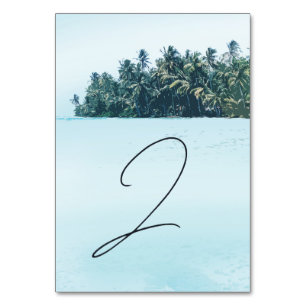 Numeração De Mesa Palmas de Aquarela Tropical & Casamento de Praia