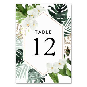 Numeração De Mesa palmeira tropical deixa verde casamento floral