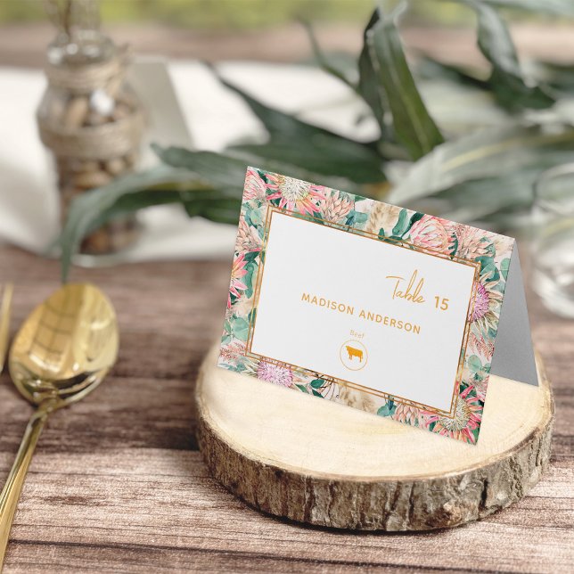 Numeração De Mesa Pampas Grass Beef Meal Choice Guest Name Card (Criador carregado)