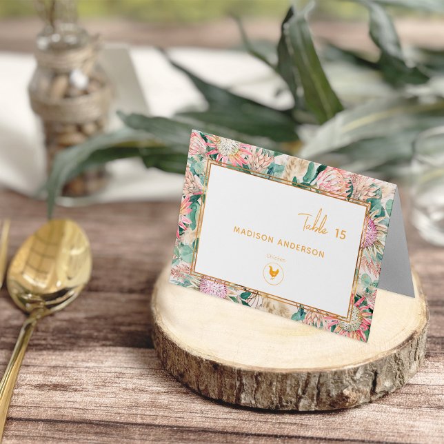 Numeração De Mesa Pampas Grass Chicken Meal Choice Guest Name Card (Criador carregado)