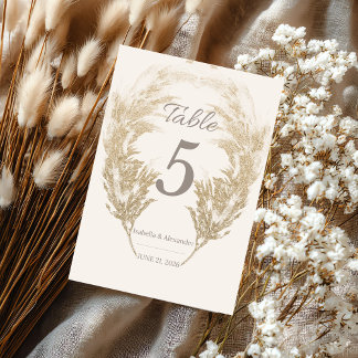 Numeração De Mesa Pampas Grass Table Card
