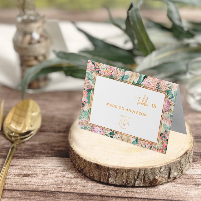 Numeração De Mesa Pampas Vegetarian Meal Choice Guest Name Card (Criador carregado)