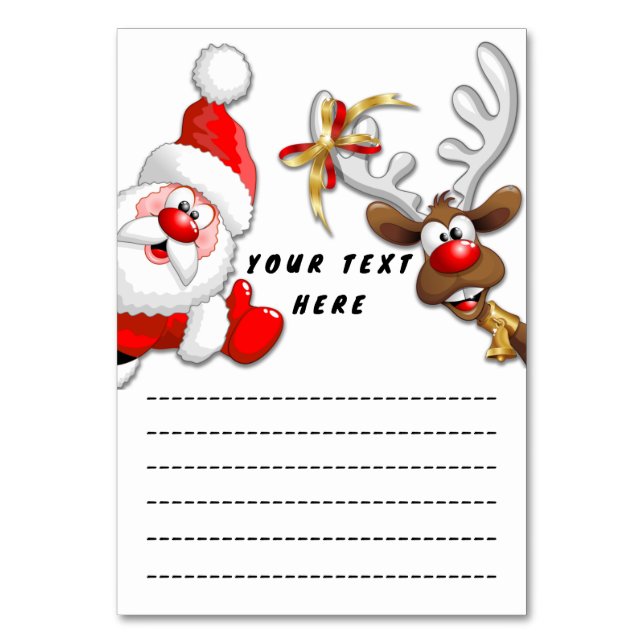 Numeração De Mesa Papais noeis e Reindeer Feliz Christmass Happy Car (Frente)