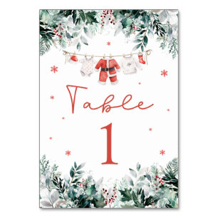 Numeração De Mesa Papais noeis Vermelhos Bebê Natal Chá de fraldas