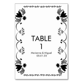 Numeração De Mesa Papel Picado Floral Mexicano Casamento Preto Branc