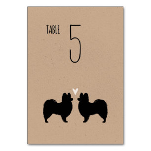 Numeração De Mesa Papillon Dog Silhouettes Recepção de casamento