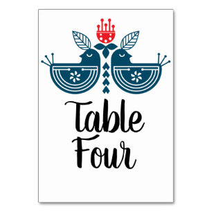 Numeração De Mesa Par de Pássaros do Amor em Arte Popular