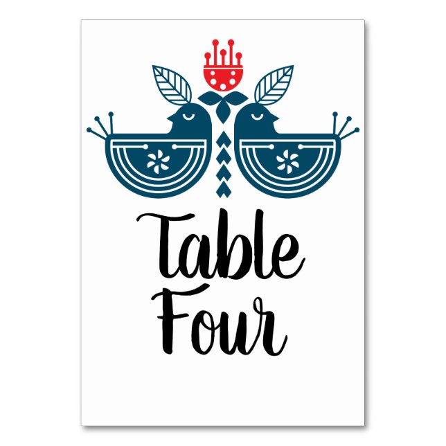 Numeração De Mesa Par de Pombinhos de Arte Popular (Frente)